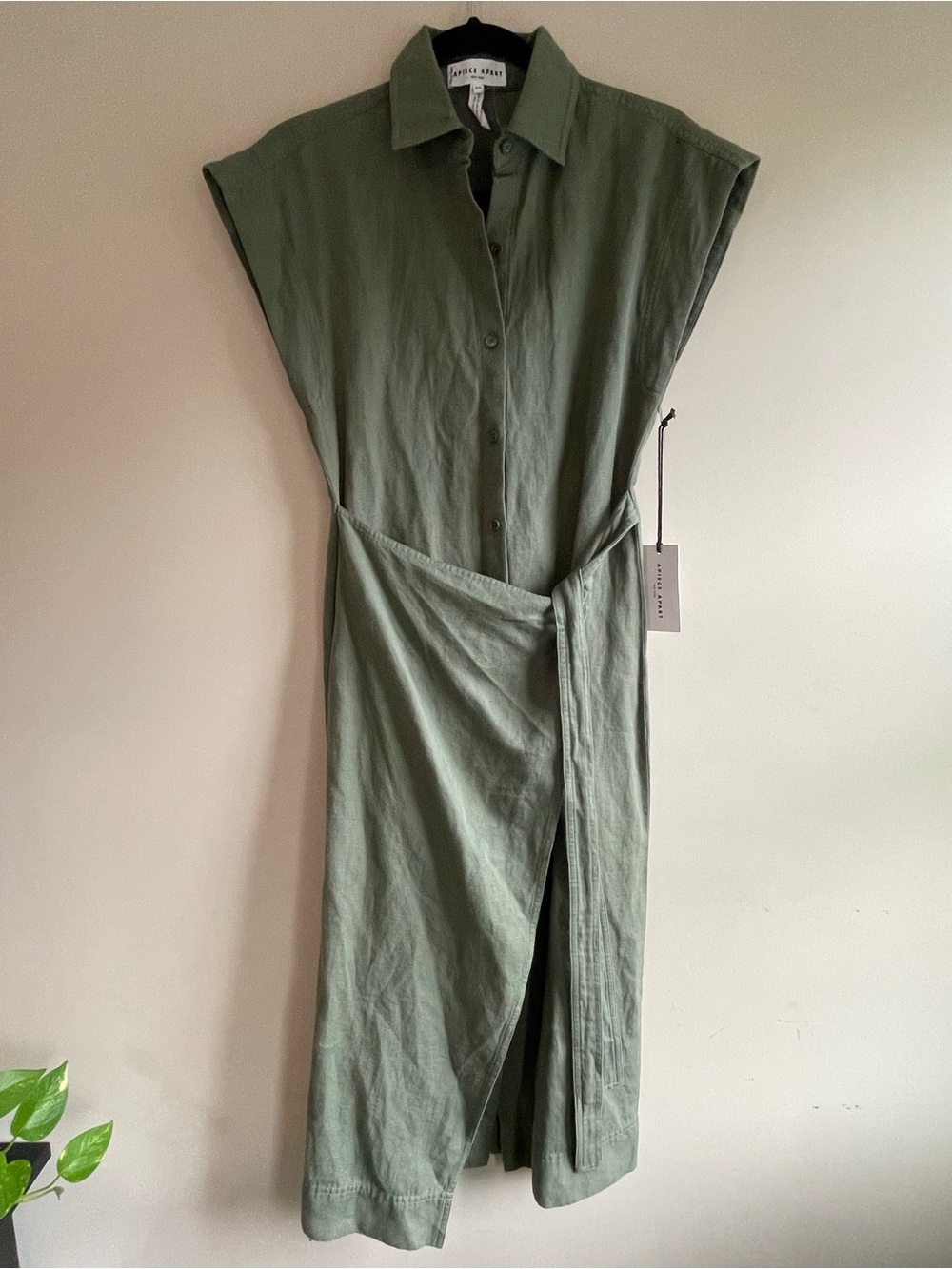 Apiece Apart Catania Thyme Green Wrap Maxi Dress